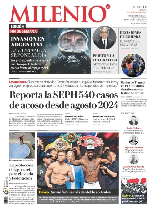 Portada de Milenio Hidalgo del sábado, 3 de mayo de 2025