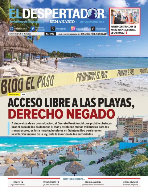 Portada de El Despertador de Quintana Roo del lunes, 5 de mayo de 2025