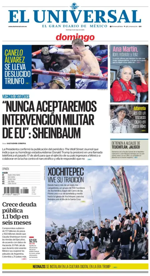 Portada de El Universal del domingo, 4 de mayo de 2025