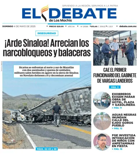 Portada de El Debate de los Mochis del domingo, 4 de mayo de 2025