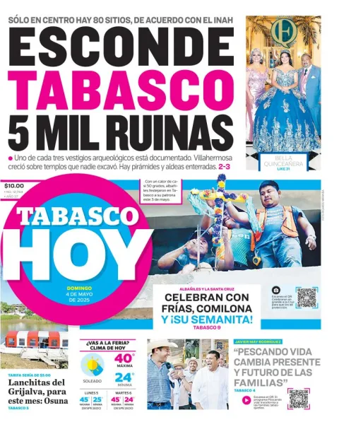 Portada de Tabasco Hoy del domingo, 4 de mayo de 2025