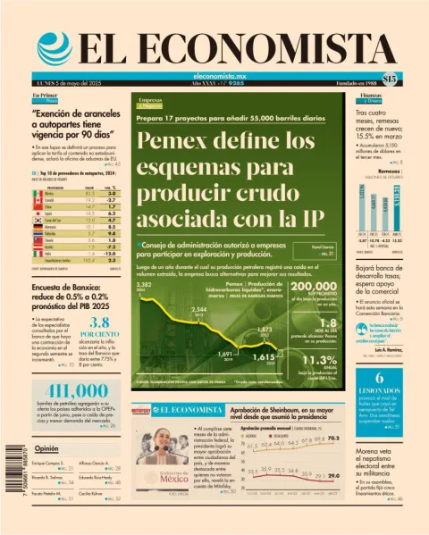 Portada de El Economista del lunes, 5 de mayo de 2025