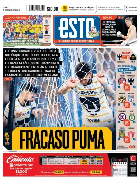 Portada de Esto del lunes, 5 de mayo de 2025