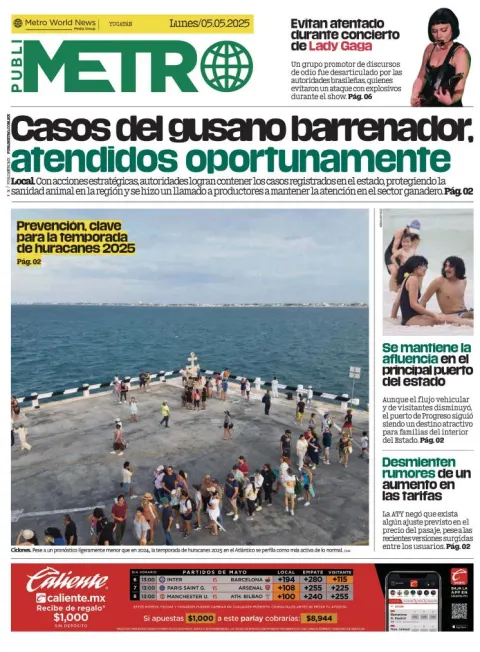 Portada de Publimetro Merida del lunes, 5 de mayo de 2025