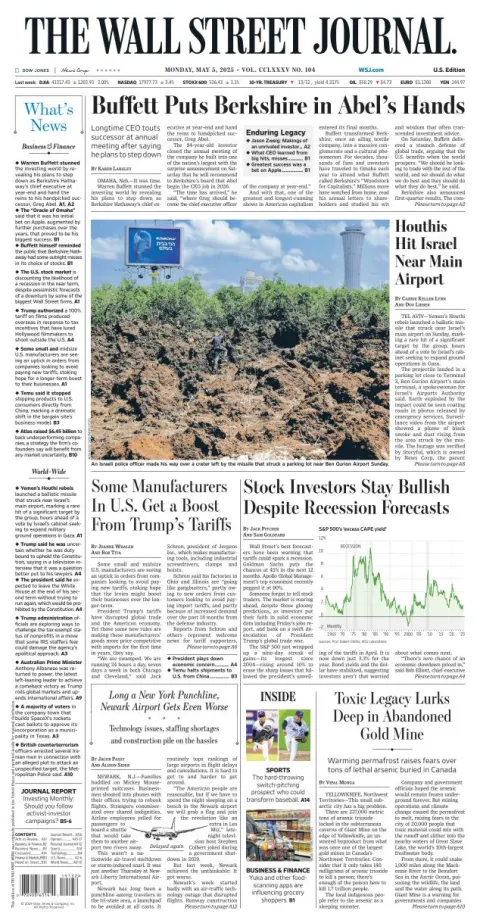 Portada de The Wall Street Journal del lunes, 5 de mayo de 2025