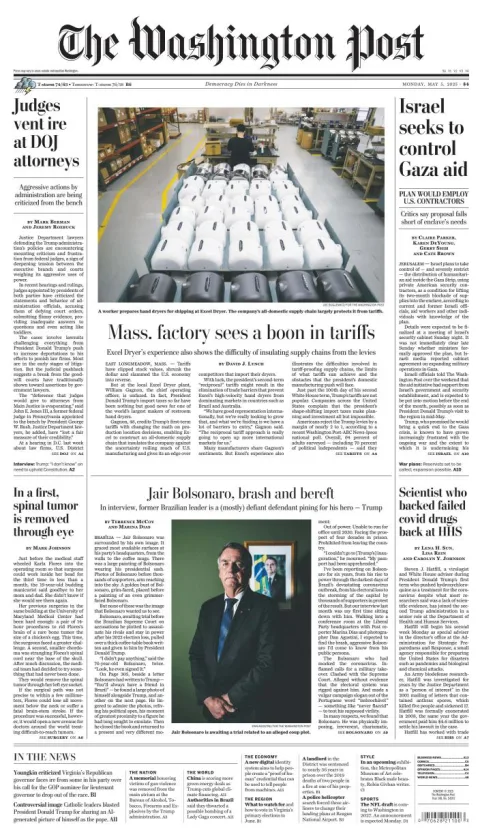 Portada de The Washington Post del lunes, 5 de mayo de 2025