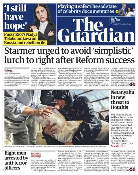 Portada de The Guardian (reino Unido) del lunes, 5 de mayo de 2025