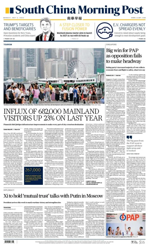 Portada de South China Morning Post del lunes, 5 de mayo de 2025