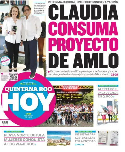 Portada de Quintana Roo Hoy del lunes, 5 de mayo de 2025