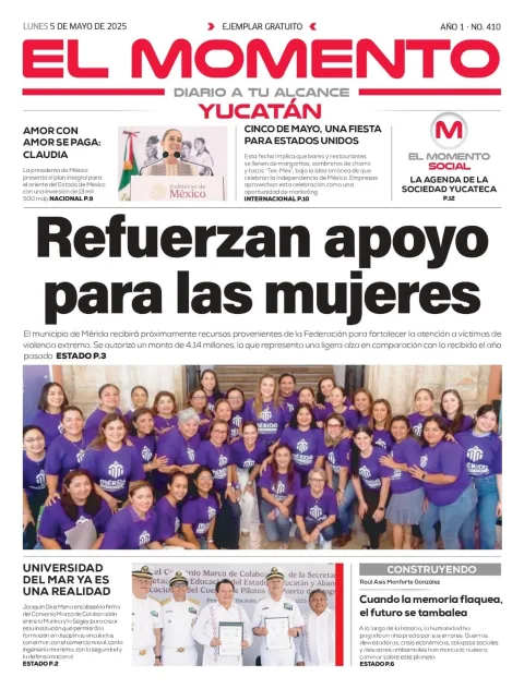 Portada de El Momento Yucatan del lunes, 5 de mayo de 2025