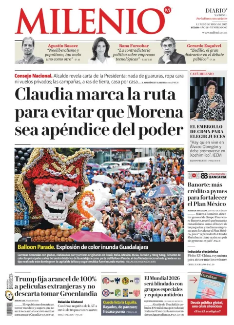 Portada de Milenio del lunes, 5 de mayo de 2025