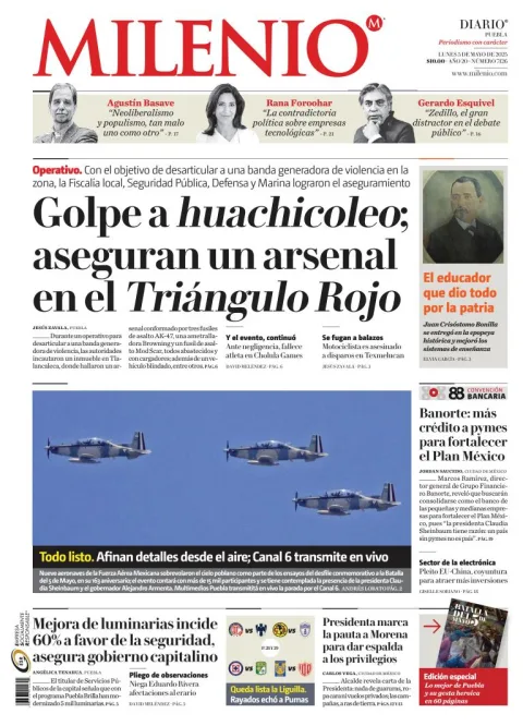 Portada de Milenio Puebla del lunes, 5 de mayo de 2025