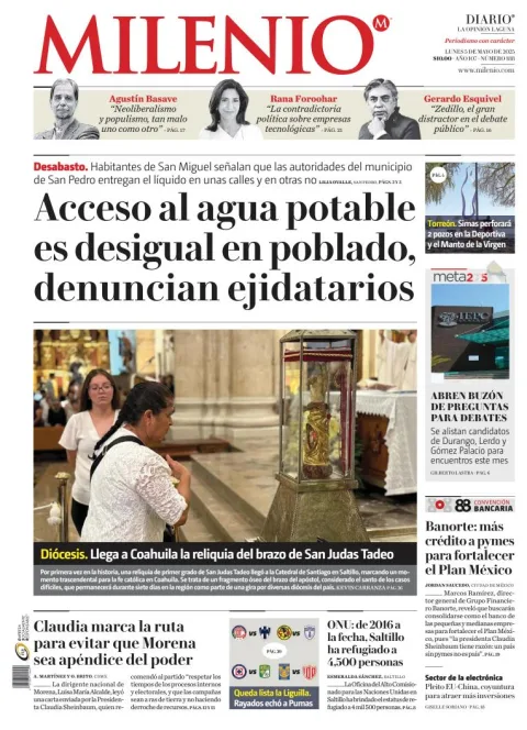 Portada de Milenio Laguna del lunes, 5 de mayo de 2025