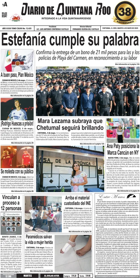 Portada de Diario de Quintana Roo (portada)