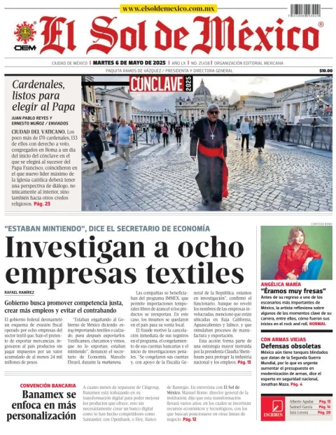 Portada de El Sol de Mexico