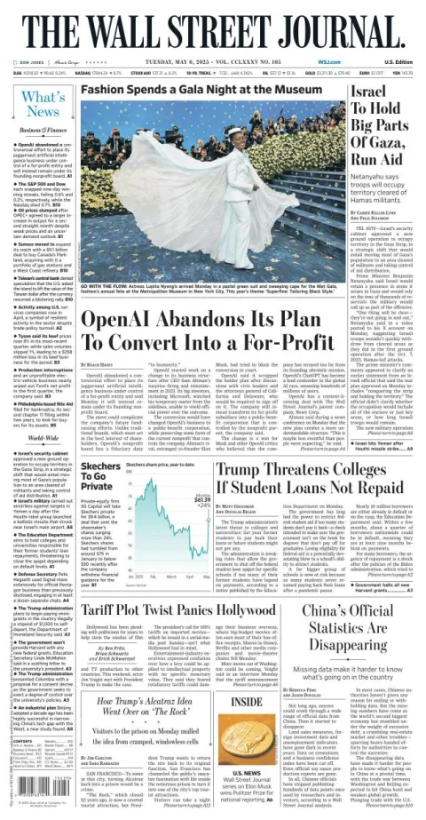 Portada de The Wall Street Journal
