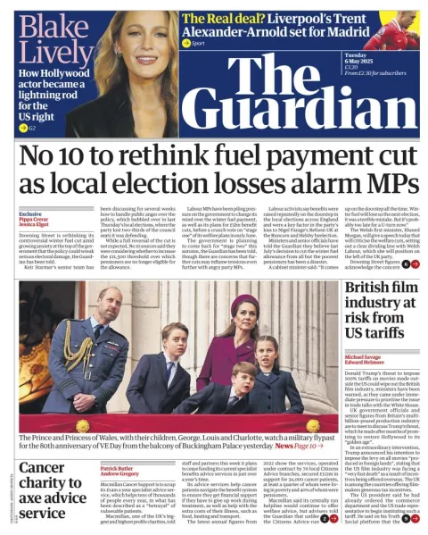 Portada de The Guardian (reino Unido)
