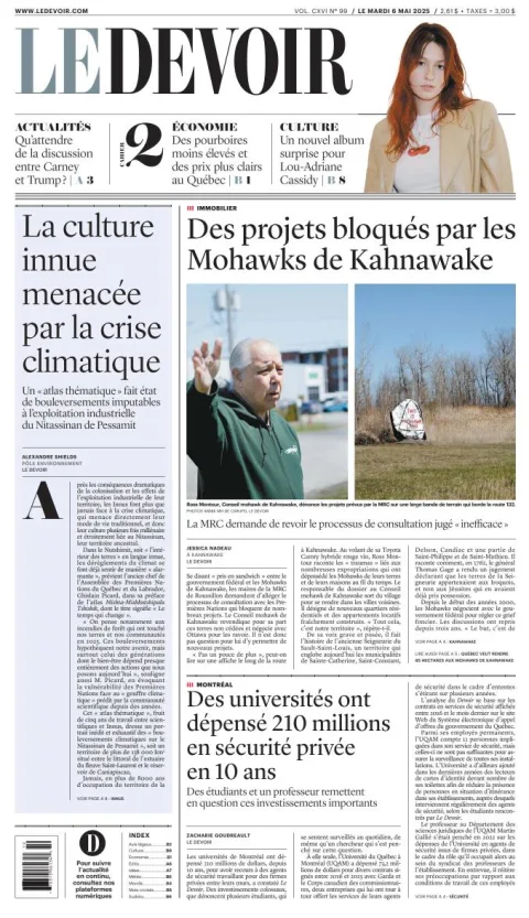 Portada de Le Devoir del martes, 6 de mayo de 2025