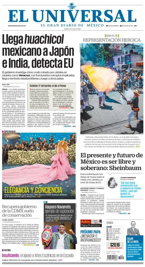 Portada de El Universal del martes, 6 de mayo de 2025