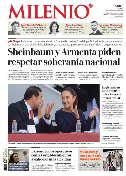 Portada de Milenio Puebla del martes, 6 de mayo de 2025