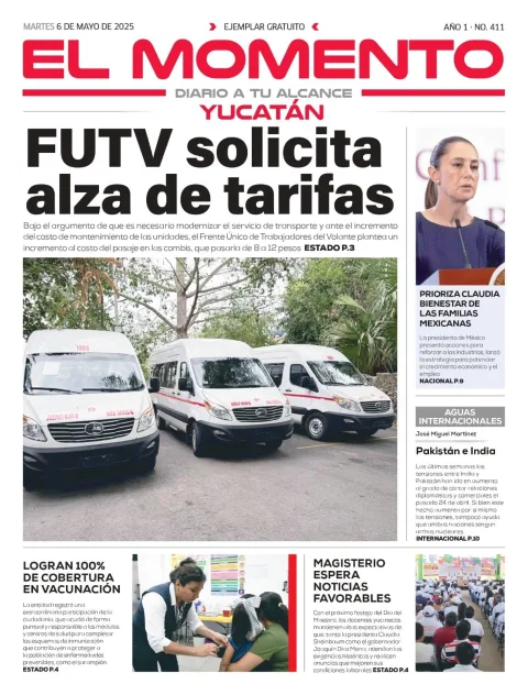 Portada de El Momento Yucatan del martes, 6 de mayo de 2025