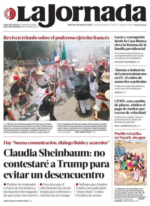 Portada de La Jornada del martes, 6 de mayo de 2025