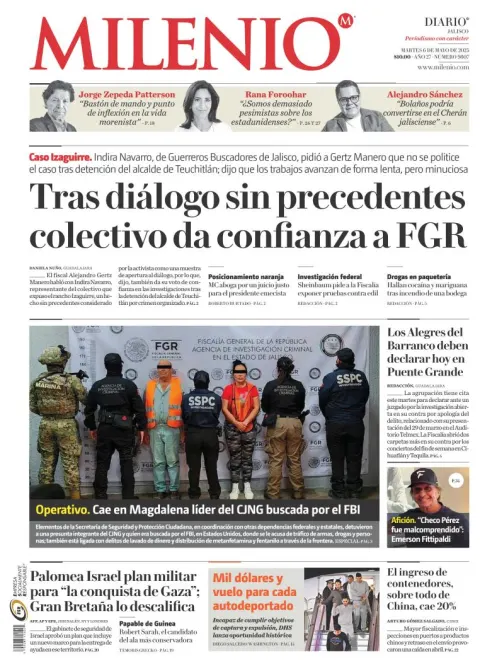 Portada de Milenio Jalisco del martes, 6 de mayo de 2025