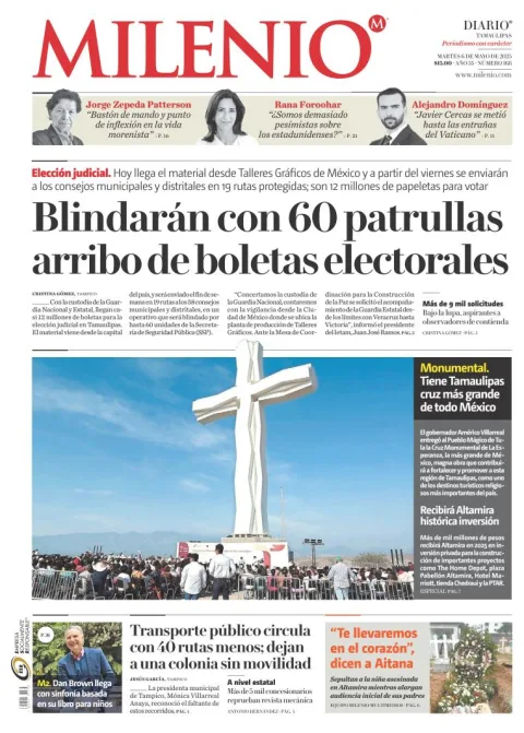 Portada de Milenio Tamaulipas del martes, 6 de mayo de 2025