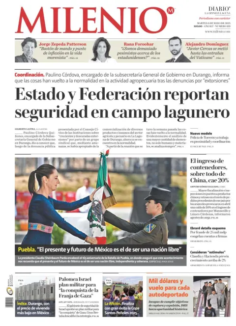 Portada de Milenio Laguna del martes, 6 de mayo de 2025