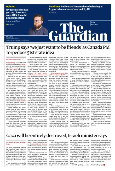 Portada de The Guardian (usa) del miércoles, 7 de mayo de 2025