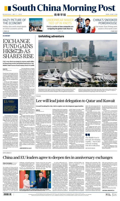 Portada de South China Morning Post del miércoles, 7 de mayo de 2025