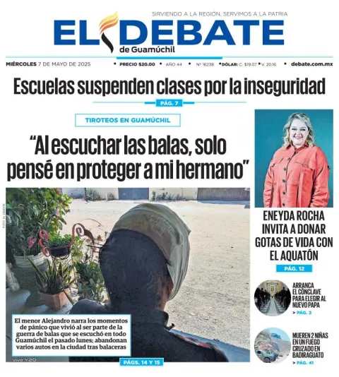 Portada de El Debate de Guamuchil del miércoles, 7 de mayo de 2025