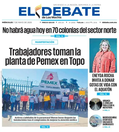 Portada de El Debate de los Mochis del miércoles, 7 de mayo de 2025