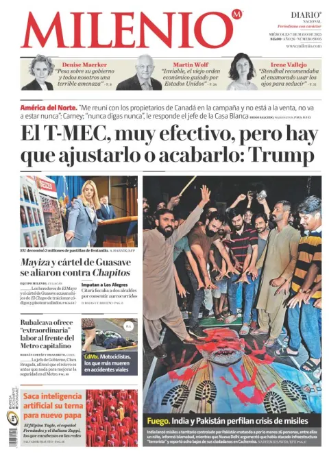 Portada de Milenio del miércoles, 7 de mayo de 2025