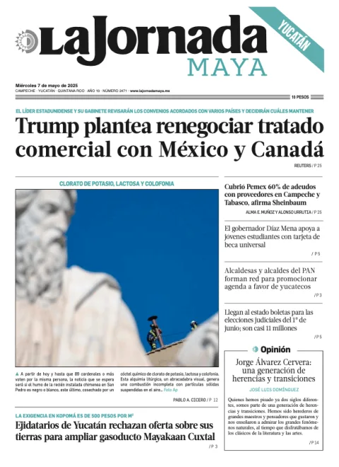 Portada de La Jornada Maya Yucatán del miércoles, 7 de mayo de 2025