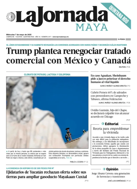 Portada de La Jornada Maya Quintana Roo del miércoles, 7 de mayo de 2025