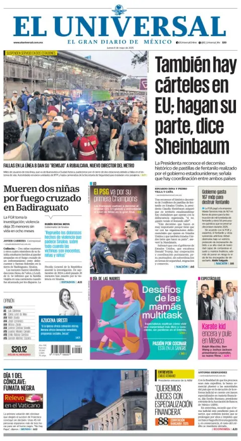 Portada de El Universal