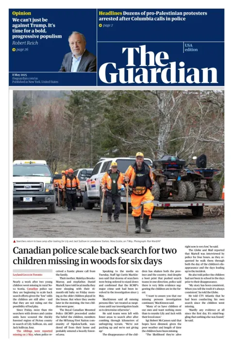Portada de The Guardian (usa) del jueves, 8 de mayo de 2025
