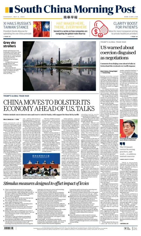 Portada de South China Morning Post del jueves, 8 de mayo de 2025