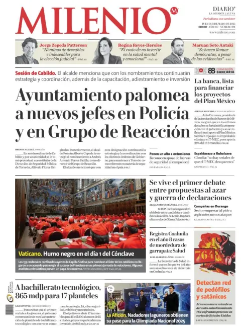 Portada de Milenio Laguna del jueves, 8 de mayo de 2025