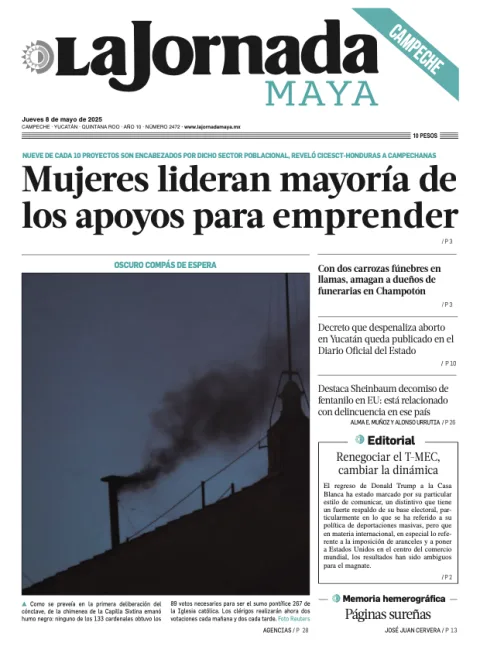 Portada de La Jornada Maya Campeche del jueves, 8 de mayo de 2025