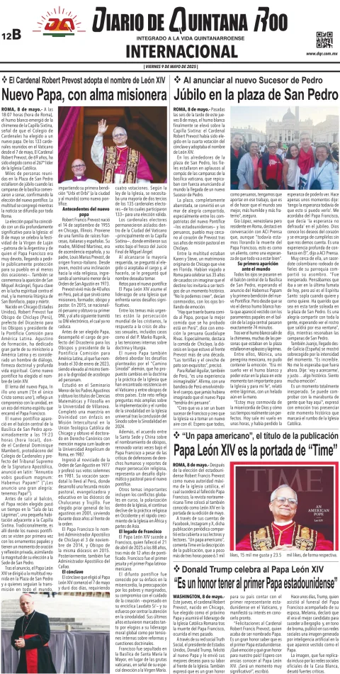 Portada de Diario de Quintana Roo (contra Portada)