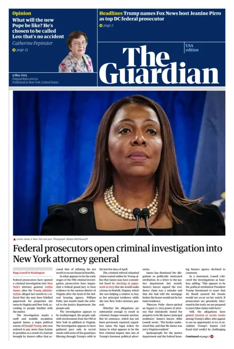 Portada de The Guardian (usa)