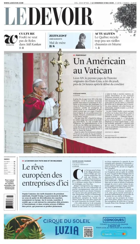 Portada de Le Devoir
