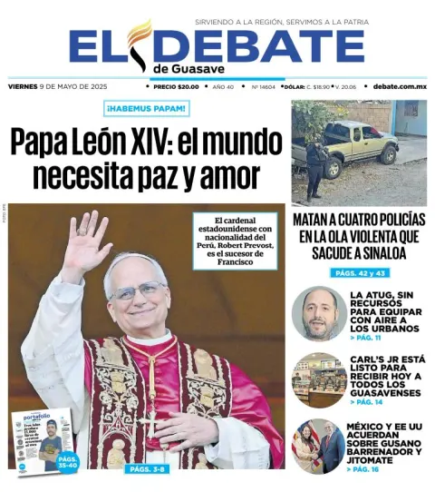 Portada de El Debate de Guasave del viernes, 9 de mayo de 2025
