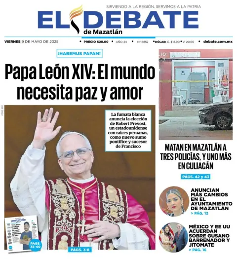 Portada de El Debate de Mazatlan