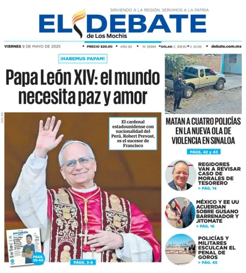 Portada de El Debate de los Mochis del viernes, 9 de mayo de 2025