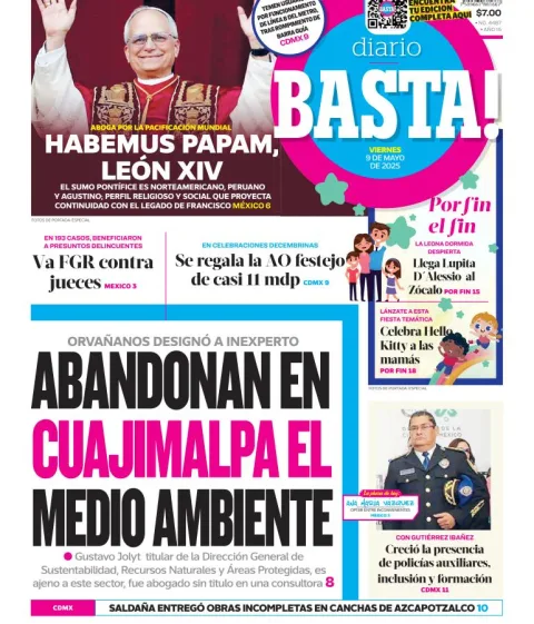 Portada de Basta del viernes, 9 de mayo de 2025