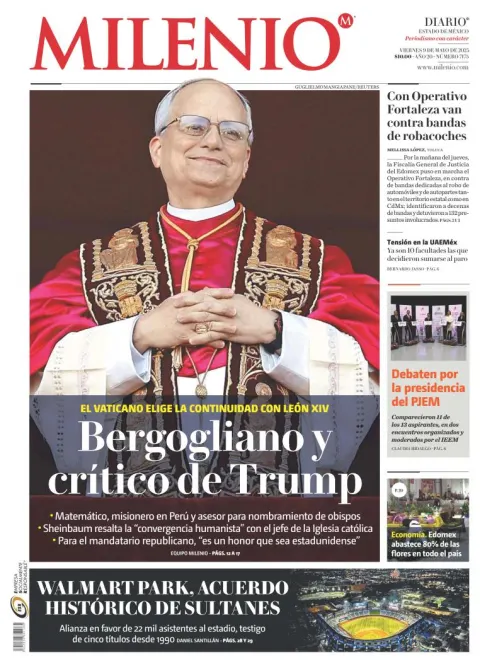 Portada de Milenio Edo de Mexico del viernes, 9 de mayo de 2025