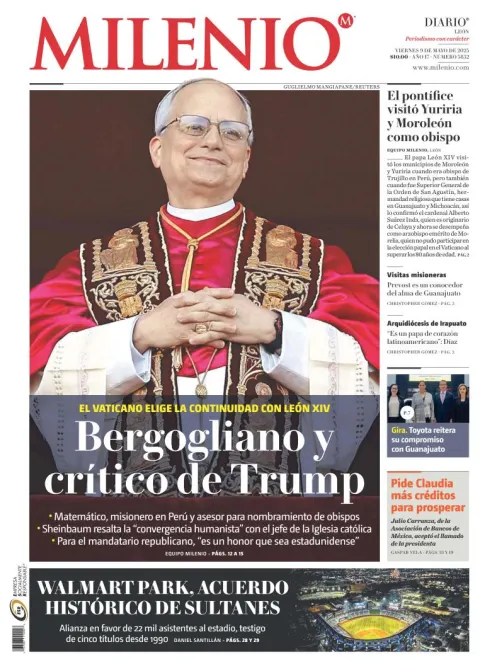 Portada de Milenio Leon del viernes, 9 de mayo de 2025